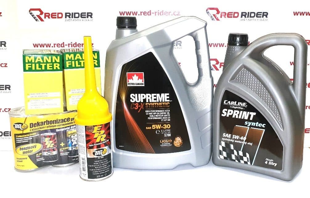 Red-Rider.cz BGSEB30 Dekarbonizační set: 2x BG 109 325 ml, BG 115 325 ml, BG 208 325 ml, Carline Sprint 5W40 4L, Petro Canada C3-X 5W30 5L