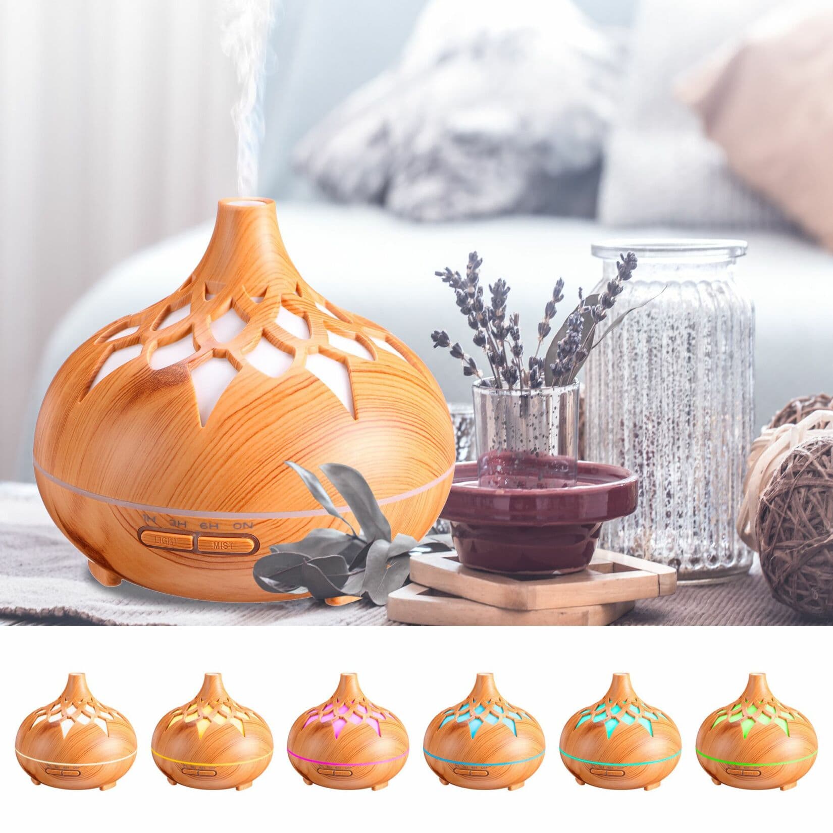 Aroma difuzer Palm světlé dřevo 500ml SIXTOL - náhled 4