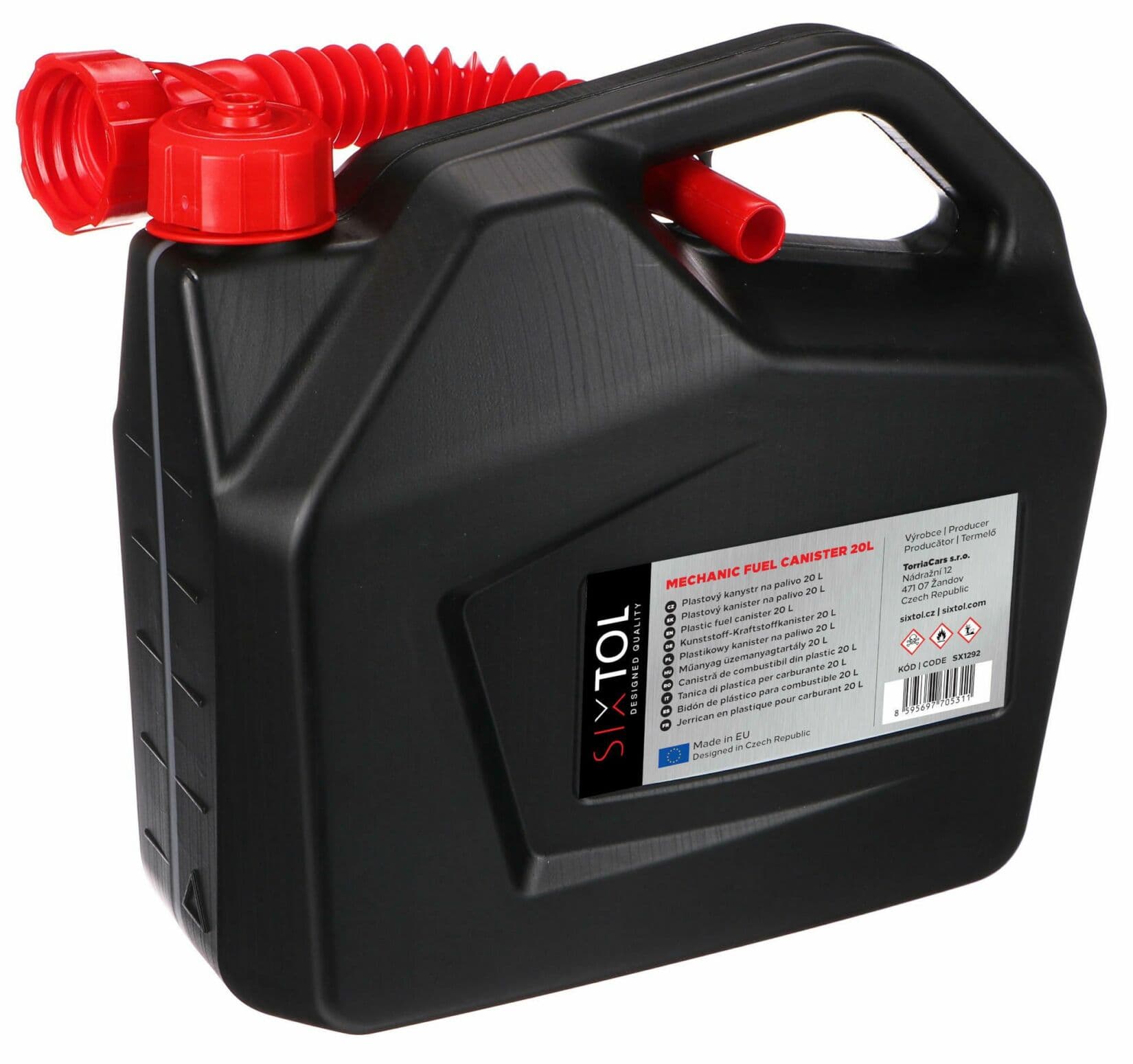 Kanystr plastový MECHANIC FUEL CANISTER 20L, černý SIXTOL - náhled 3