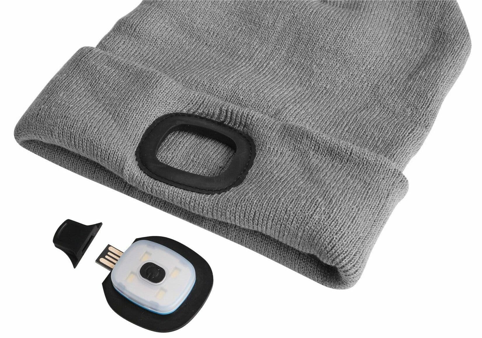 Čepice s čelovkou 180lm, nabíjecí, USB, univerzální velikost, bavlna/PE, světle šedá SIXTOL - náhled 2