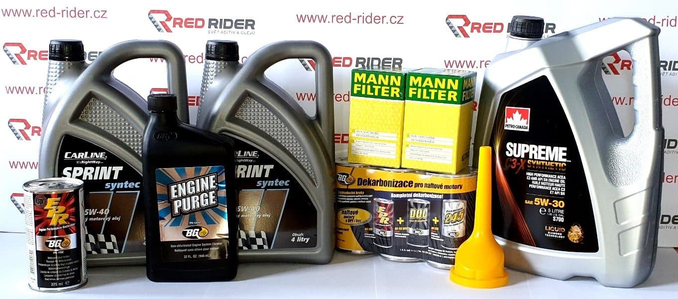 Red-Rider.cz BGSPN30 Dekarbonizační set: 2x BG 109 325 ml, BG 112 325 ml, BG 245 325 ml, BG 120 946 ml, 2x Carline Sprint 5W40 4L, Petro Canada C3-X 5W30 5L