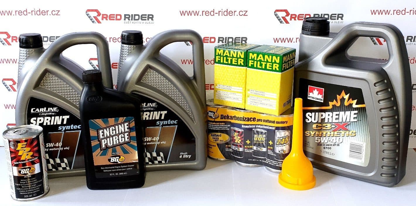 Red-Rider.cz BGSPN40 Dekarbonizační set: 2x BG 109 325 ml, BG 112 325 ml, BG 245 325 ml, BG 120 946 ml, 2x Carline Sprint 5W40 4L, Petro Canada C3-X 5W40 5L