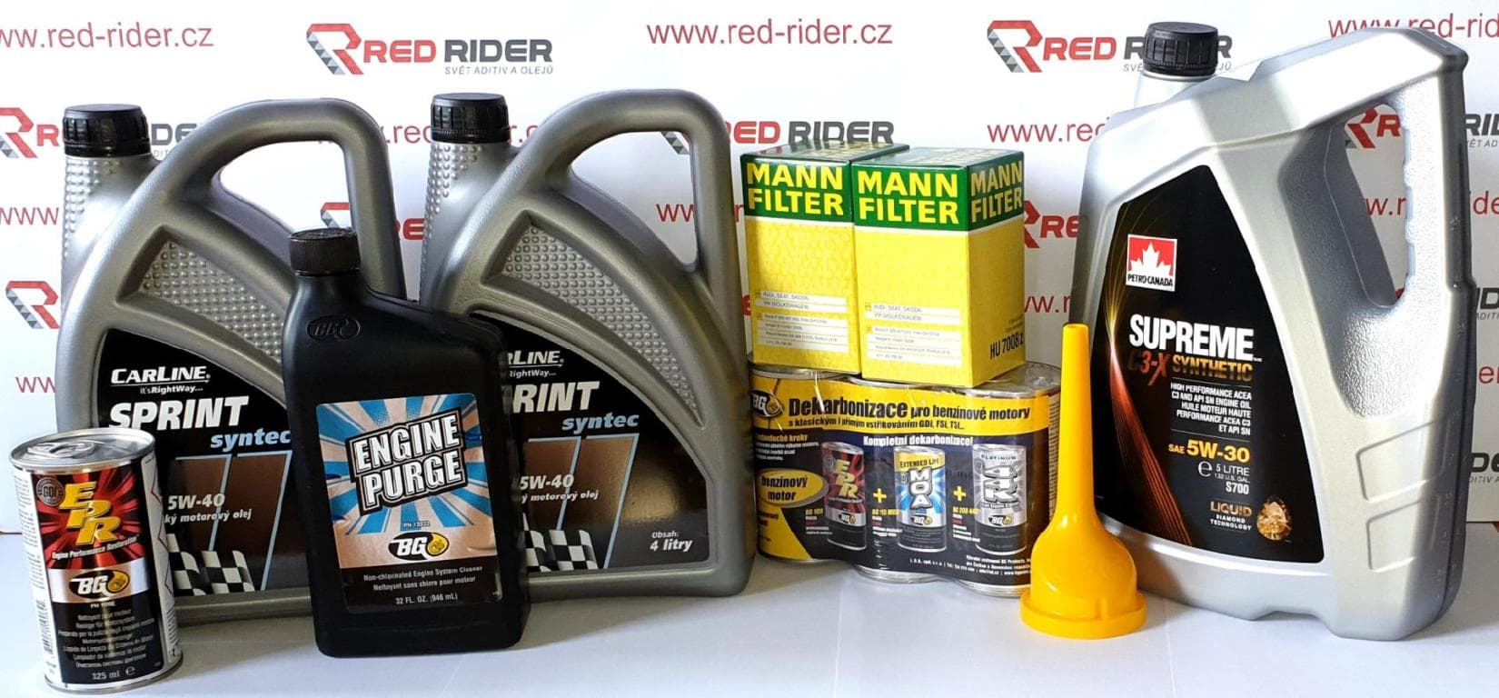 Red-Rider.cz BGSPB30 Dekarbonizační set: 2x BG 109 325 ml, BG 115 325 ml, BG 208 325 ml, BG 120 946 ml, 2x Carline Sprint 5W40 4L, Petro Canada C3-X 5W30 5L